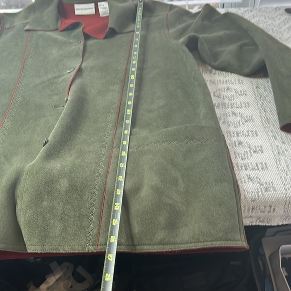 Alfred Dunner Olive with Rust Trim Faux Suede Fall Jacket Sz 12 - Picture 9 of 9